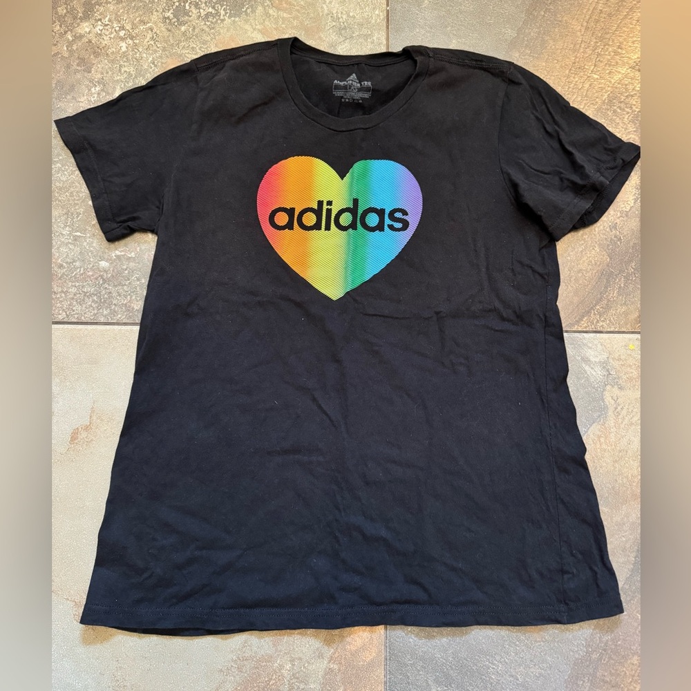 Adidas rainbow heart T-shirt